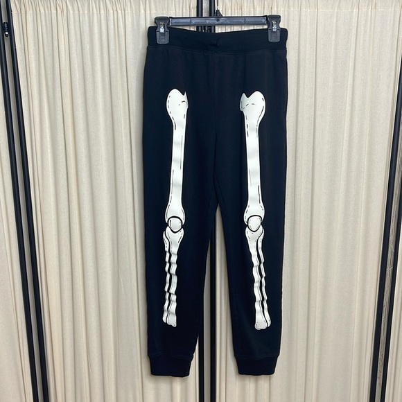 LADIES XS GLOW IN THE DARK SKELETON SWEATPANTS - Picture 1 of 7